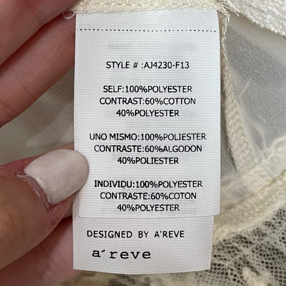 A’reve Cream Lace Short Sleeve Cardigan - SMALL - Picture 4 of 4